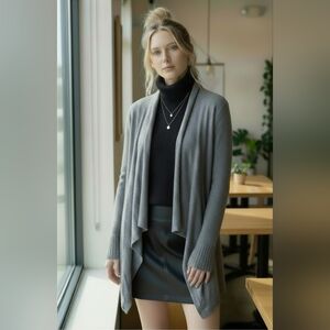 Eileen Fisher Charcoal Open Front Cardigan